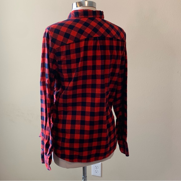 J. CREW Red Buffalo Plaid Flannel Shirt Large Long Sleeve - Picture 6 of 13